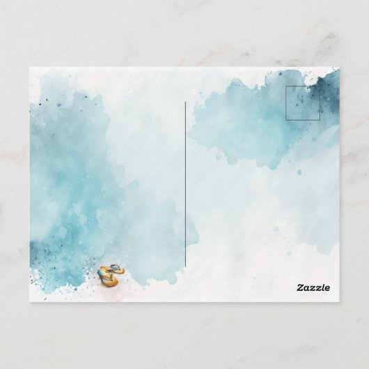 Watercolor Beach Erntedank Postkarte (Rückseite)