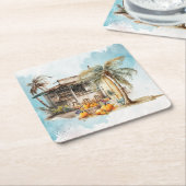 Watercolor Beach Erntedank Rechteckiger Pappuntersetzer (angewinkelt)