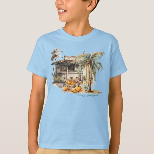Watercolor Beach Erntedank T-Shirt (Vorderseite)