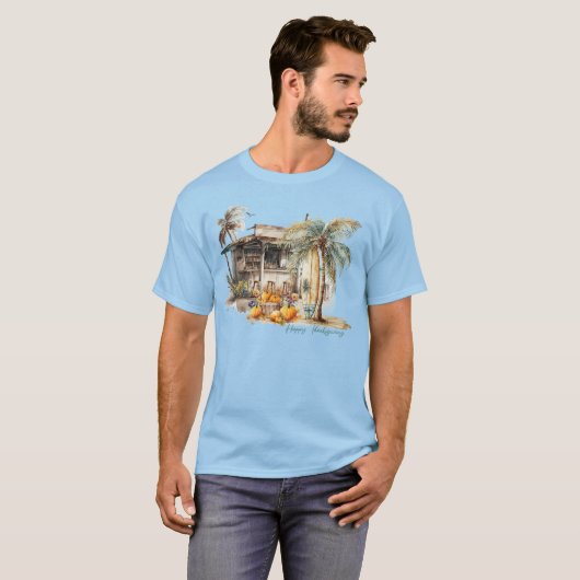 Watercolor Beach Erntedank T-Shirt (Vorne ganz)