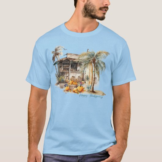 Watercolor Beach Erntedank T-Shirt (Vorderseite)