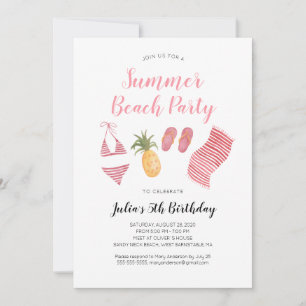 Watercolor Beach Geburtstagsparty Einladung