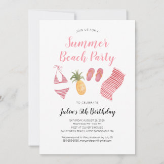 Watercolor Beach Geburtstagsparty Einladung