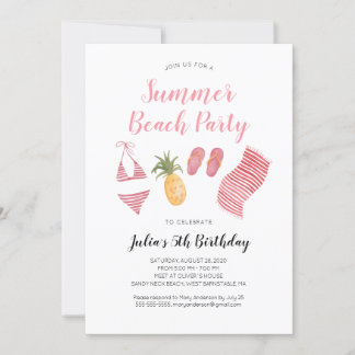 Watercolor Beach Geburtstagsparty Einladung