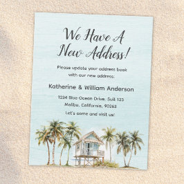 Watercolor Beach House Moving Announcement Card Karte