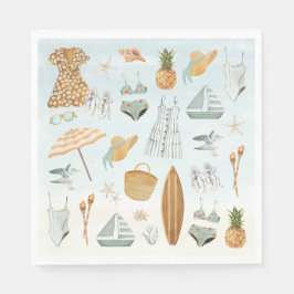 Watercolor Beach Junggeselinnen-Abschied Wochenend Serviette