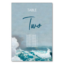 Watercolor Beach Monogram Wedding Tischnummer