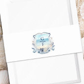 Watercolor Beach Monogram Wedding Wappen Einladungsbanderole