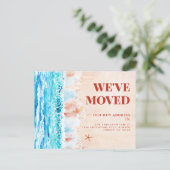 Watercolor Beach - neue Adresse Postkarte (Stehend Vorderseite)