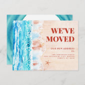 Watercolor Beach - neue Adresse Postkarte (Vorne/Hinten)