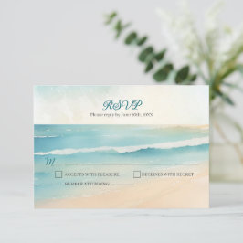 Watercolor Beach Oars Wedding RSVP Antwort