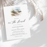 Watercolor Beach Ocean Coastal Wedding