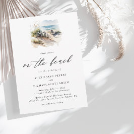 Watercolor Beach Ocean Coastal Wedding Einladung