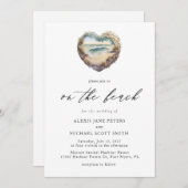 Watercolor Beach Ocean Coastal Wedding Invitation Einladung (Vorne/Hinten)