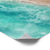 Watercolor Beach Ocean Waves Coastal Poster (Ecke)