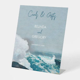 Watercolor Beach Ocean Waves Hochzeitskarten Gesch Sockelschild