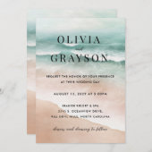 Watercolor Beach Ocean Wedding Einladung (Vorne/Hinten)