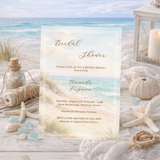 Watercolor beach sand dunes Bridal Shower Einladung