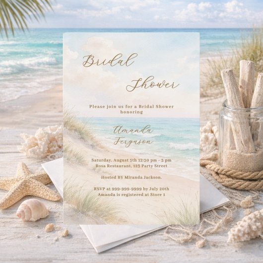 Watercolor beach sand dunes Bridal Shower Einladung