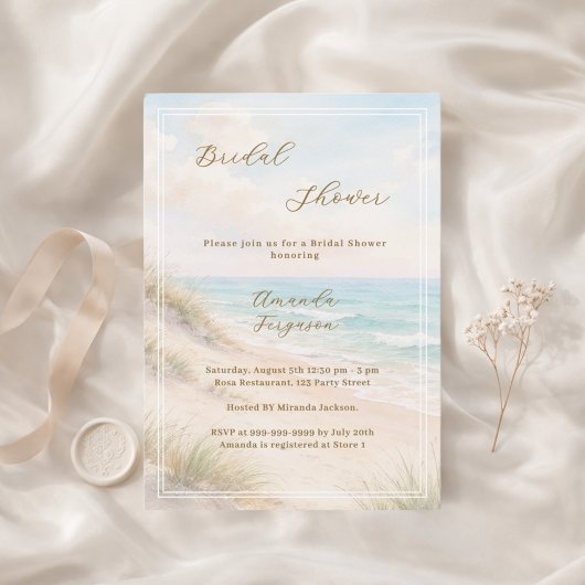 Watercolor beach sand dunes Bridal Shower Einladung