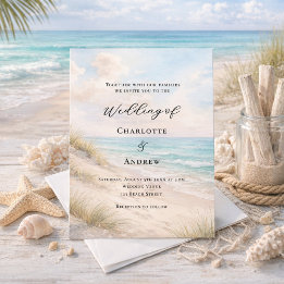 Watercolor beach sand dunes wedding einladung