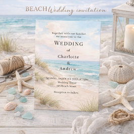 Watercolor beach sand dunes wedding einladung
