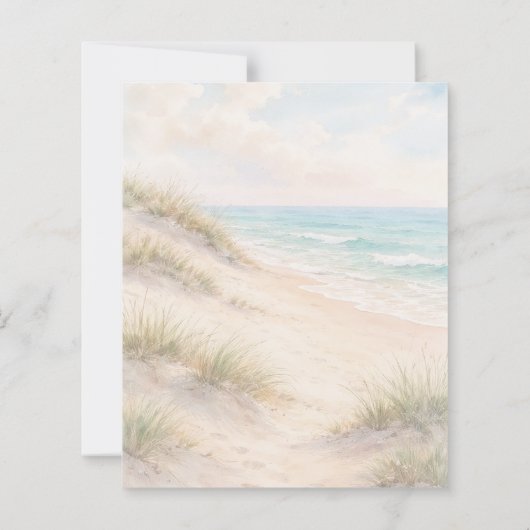 Watercolor beach sand dunes wedding invitation (Rückseite)