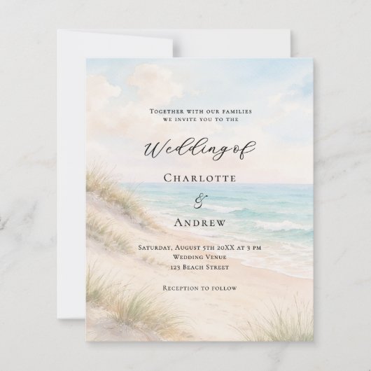 Watercolor beach sand dunes wedding invitation (Vorderseite)
