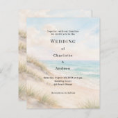 Watercolor beach sand dunes wedding invitation (Vorne/Hinten)