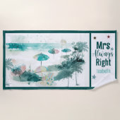 Watercolor Beach Scene Funny Honeymoon Strandtuch (Vorderseite)