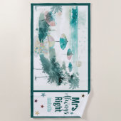 Watercolor Beach Scene Funny Honeymoon Strandtuch (Vorderseite)
