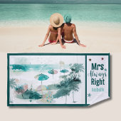 Watercolor Beach Scene Funny Honeymoon Strandtuch
