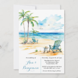 Watercolor Beach Scene Wedding Einladung