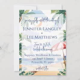 Watercolor Beach Scene Wedding Einladung