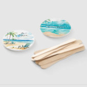 Watercolor Beach Scene Wedding Fächer (Non-assembled)