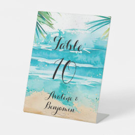 Watercolor Beach Scene Wedding Tischnummer Sockelschild