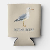 Watercolor Beach Seagull Personalized Dosenkühler (Vorderseite)