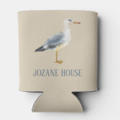 Watercolor Beach Seagull Personalized Dosenkühler (Rückseite)