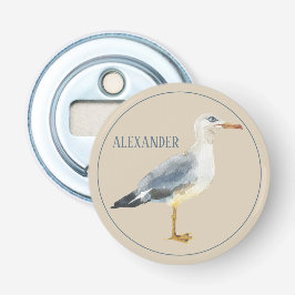 Watercolor Beach Seagull Personalized Flaschenöffner