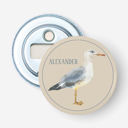 Watercolor Beach Seagull Personalized Flaschenöffner (Vorderseite)