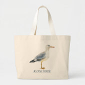 Watercolor Beach Seagull Personalized Jumbo Stoffbeutel (Vorne)