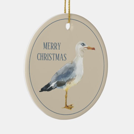 Watercolor Beach Seagull Personalized Keramik Ornament (Rechts)