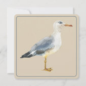 Watercolor Beach Seagull Personalized Mitteilungskarte (Vorderseite)