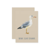 Watercolor Beach Seagull Personalized Mitteilungskarte (Vorderseite/Rückseite Beispiel)