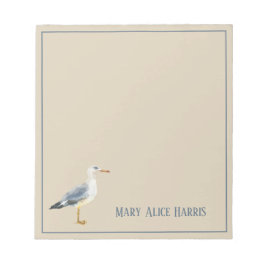 Watercolor Beach Seagull Personalized Notizblock