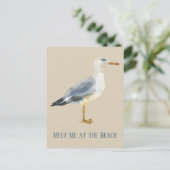 Watercolor Beach Seagull Personalized Postkarte (Stehend Vorderseite)