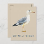 Watercolor Beach Seagull Personalized Postkarte (Vorne/Hinten)