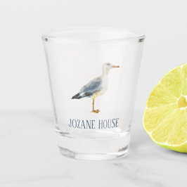 Watercolor Beach Seagull Personalized Schnapsglas