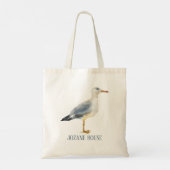 Watercolor Beach Seagull Personalized Tragetasche (Rückseite)