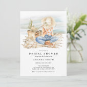 Watercolor Beach Sommer Tropisches Brautparty Einladung (Stehend Vorderseite)